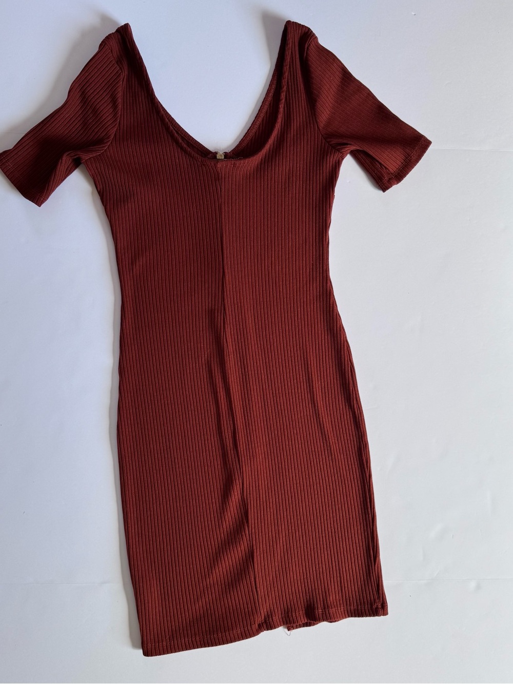 iris Brown Ribbed Zip-Front Mini Dress,size small - Picture 3 of 7